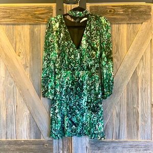 Alice & Olivia wrap-effect snake-print mini dress